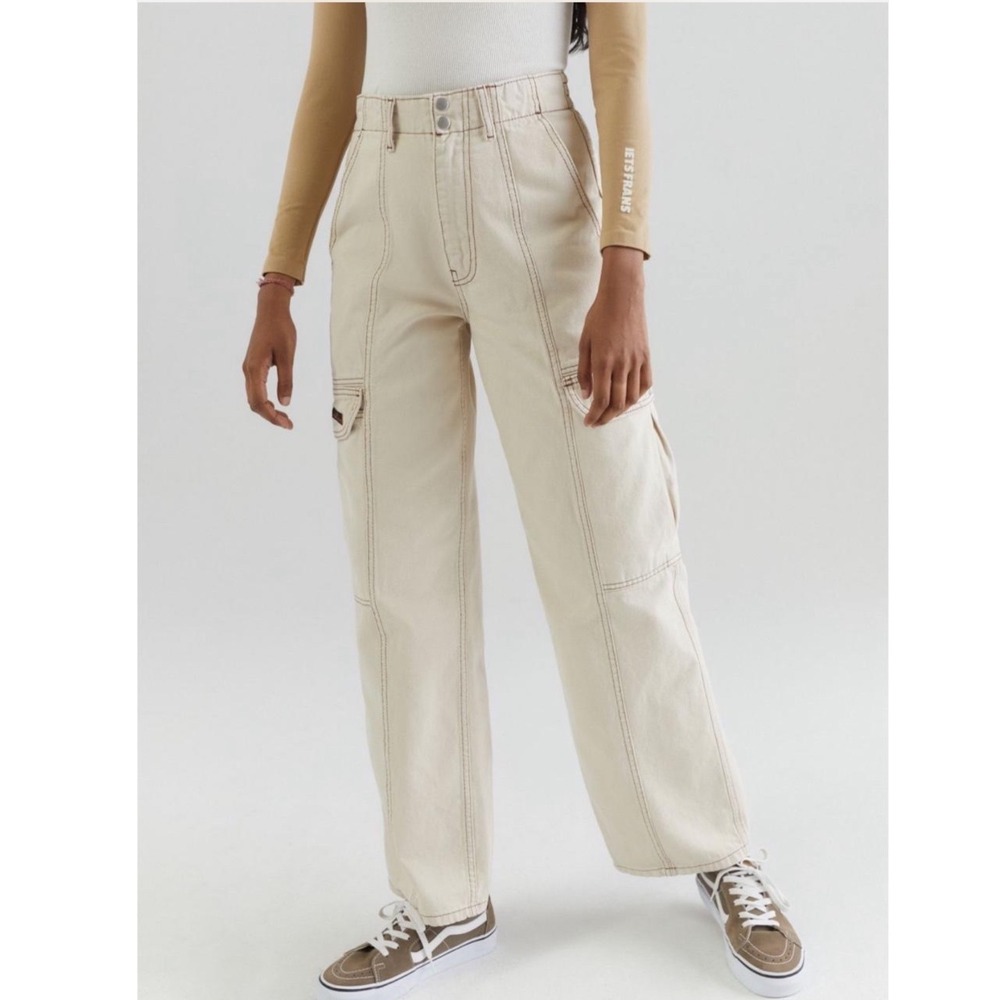 BDG Urban Outfitters Tan Cargo Pants High Waisted Utility Khaki Size 25